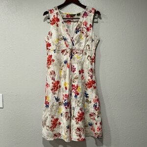 Eddie Bauer Women’s Size Large Floral Spring Midi Dress Sleeveless Faux Wrap EUC